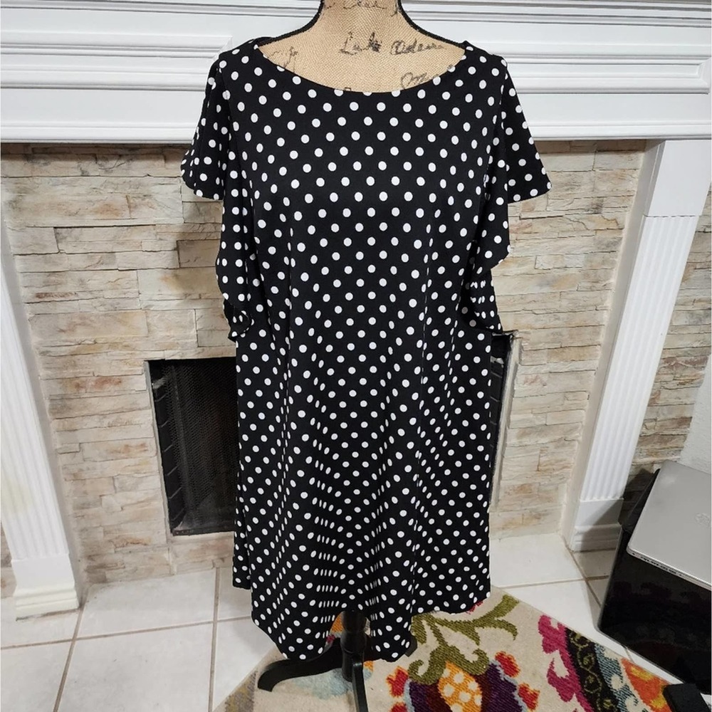 Lane Bryant black & white polka dot dress Flutter sleeves plus size 18 20 2X new